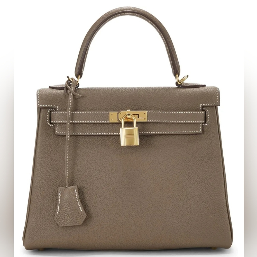 Hermès Etoupe Evergrain Kelly Retourne 25